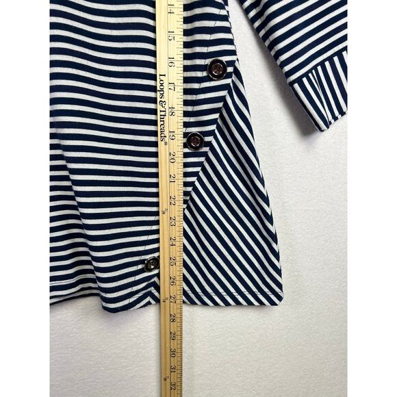 Southern Lady navy blue & white striped tunic  size small New England nautical￼ - Picture 7 of 8